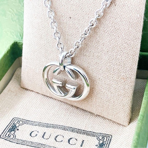 Gucci Interlocking Ag 925 Necklace- Authentic - Picture 1 of 10